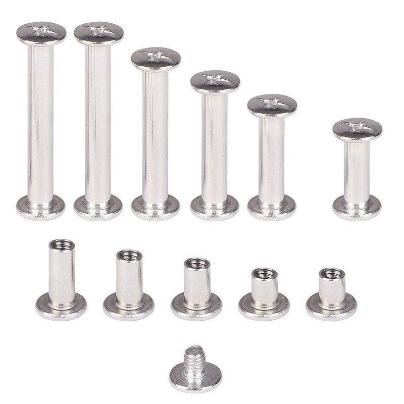 Witlans Chicago Binding Screws Assorted Kit,90 Sets 304 Stainless Steel Phillips Chicago Screw Binding Post Screw Kit for DIY Leather Decoration Scrapbook Photo Albums Bookbinding(9 Sizes) - Image 3